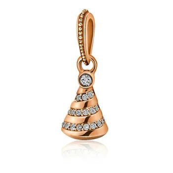 

NEW Original Design 100% 925 Sterling Silver Pendant Rose Gold Zircon Creative Roadblock Bead Suitable DIY Charm Bracelet Gift