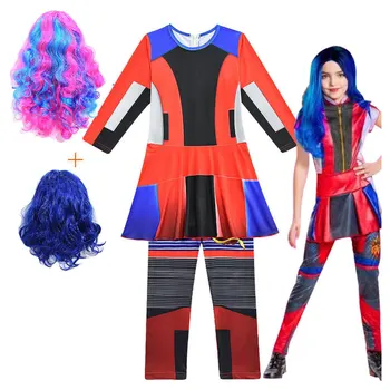 

Girl Cosplay Costume Descendants 3 Evie anime Cosplay Costume Jumpsuits Halloween Carnival Costume for Kids