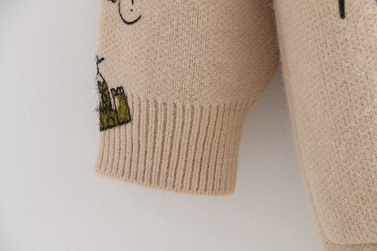 Весенний женский свитер для девочек в стиле Парижа, вязаный японский свитер с v-образным вырезом для девочек, жаккардовый свитер кардиган на зиму
