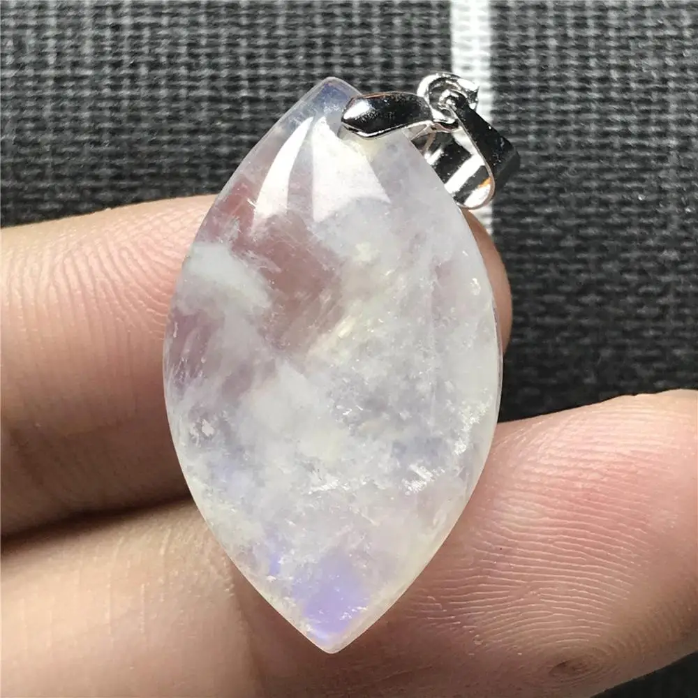 Top Natural Blue Light Moonstone Pendant For Woman Hoese Eye Crystal 26x16x6mm Beads Stone Silver Necklace Pendant Jewelry AAAAA