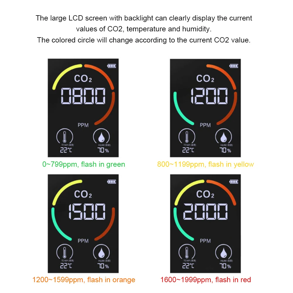 best digital tape measure CO2 Air Detector Carbon Dioxide Detector Agricultural Production Greenhouse CO2 Monitor White Gas Detector Analysis Instrument 8m tape measure