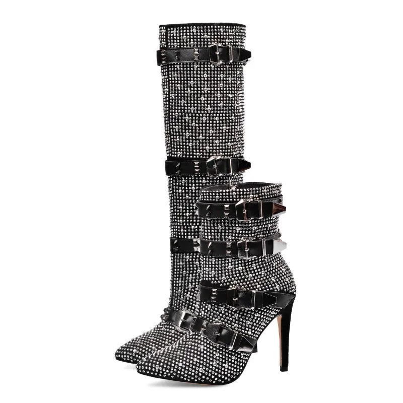 

Belt Buckle Short Boots Boots Black Latest Fashion Shoe Side Zipper Wind