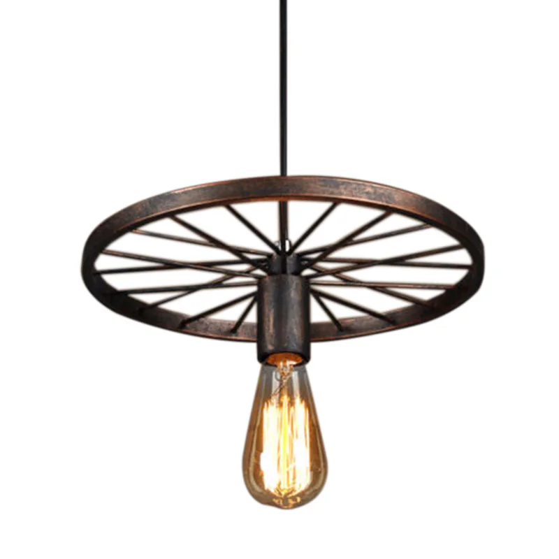 

Retro Iron Light Industrial Lamp Nordic Metal Wheel Lights Hanging Lamp E27 Indoor Lighting Ceiling Light Home Decor