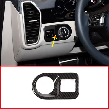 

Carbon Fiber Style ABS Chrome For Porsche Cayenne 2018 2019 Car Interior Headlight Switch Frame Trim Accessories