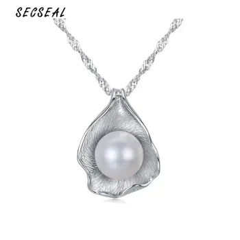 

Luxuey Big Pearl 100% 925 Sterling Silver Wave Choker Necklace For Women Fashion Personalized Long Chain Necklace Fine Jewelry