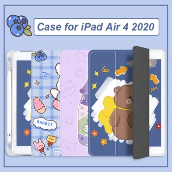 

Case for iPad Air 4 10.9 inch with Pencil Holder Transparent Back Trifold Tablet Cover Case for iPad Air 4th Generation 2020