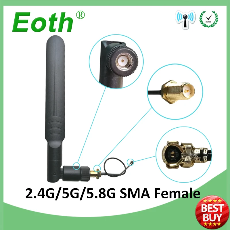 EOTH 2.4g 5.8g antenna 8dbi sma female wlan wifi dual band router tp link antena IPX ipex1 SMA male pigtail Extension Cable d link dir 825 ru r1b wireless ac dual band fiber gigabit router