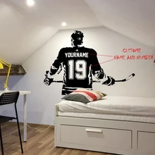 Pegatina de vinilo de Hockey, nombre personalizado, calcomanía de Hockey, decoración de pared de Hockey, números, papel de A1-047, moderno hielo, elija Nombre y Jersey(China)