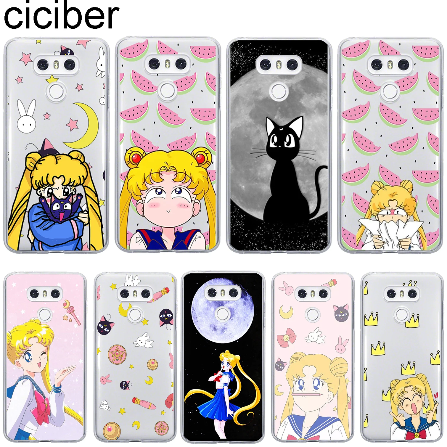 Мягкий чехол для телефона ciciber Sailor Moon LG G7 G6 G5 G4 V40 V35 V30 V20 THINQ прозрачный K8 K10 K4 K7 2017 2018
