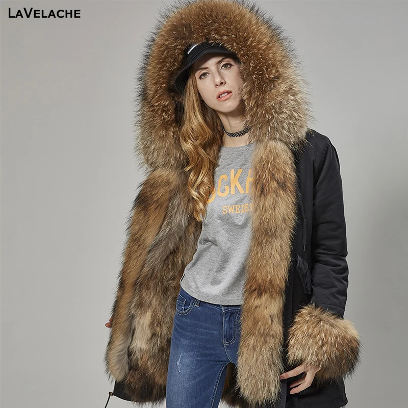 Женская зимняя куртка большой размер водостойкая|real fur coat long|real raccoon coatwomen real |
