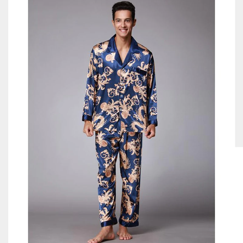 Men-s-Twinset-Pajamas-Sets-Satin-Silk-Turn-down-Collar-Pyjama-Suits-Casual-Sleepwear-Home-Wear (2)