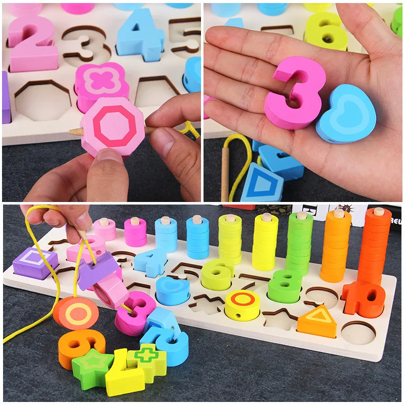 

Shape Building Blocks Children Understanding with Numbers Beaded Bracelet Educational Force Toy Aged 1-2 Years Men's Mainland Ch