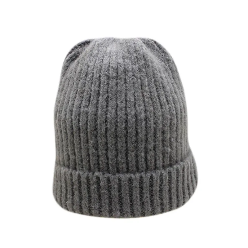 HANGYUNXUANHAO Winter Hat Women Knitted Beanie Hat Real Raccoon Fur Pompom Hat for Female Kids Warm Chunky Thick Stretchy Hat - Цвет: light gray 1