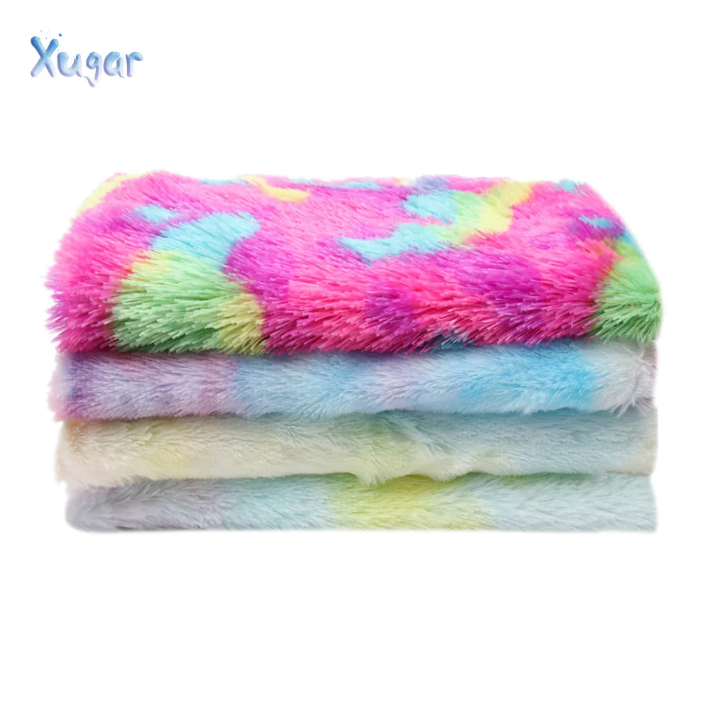 

Xugar 45*150cm Rainbow Fur Fabric Colorful Imitated Fur Fabric DIY Toy Home Textile Handmade Sewing Clothes Accessories Supplies