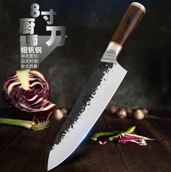 

Chef Knife Ebony Handle 5cr Molybdenum Vanadium Steel Stainless Steel Hammer Slicing Knife Kitchen Knife Cleaver Cooking Knife
