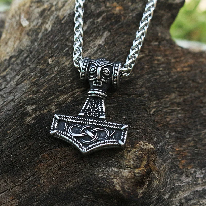 

10pcs men stainless steel Perun Slavic god of thunder pendant Slav Mythology Eastern Pagan Viking Warrior hammer necklace