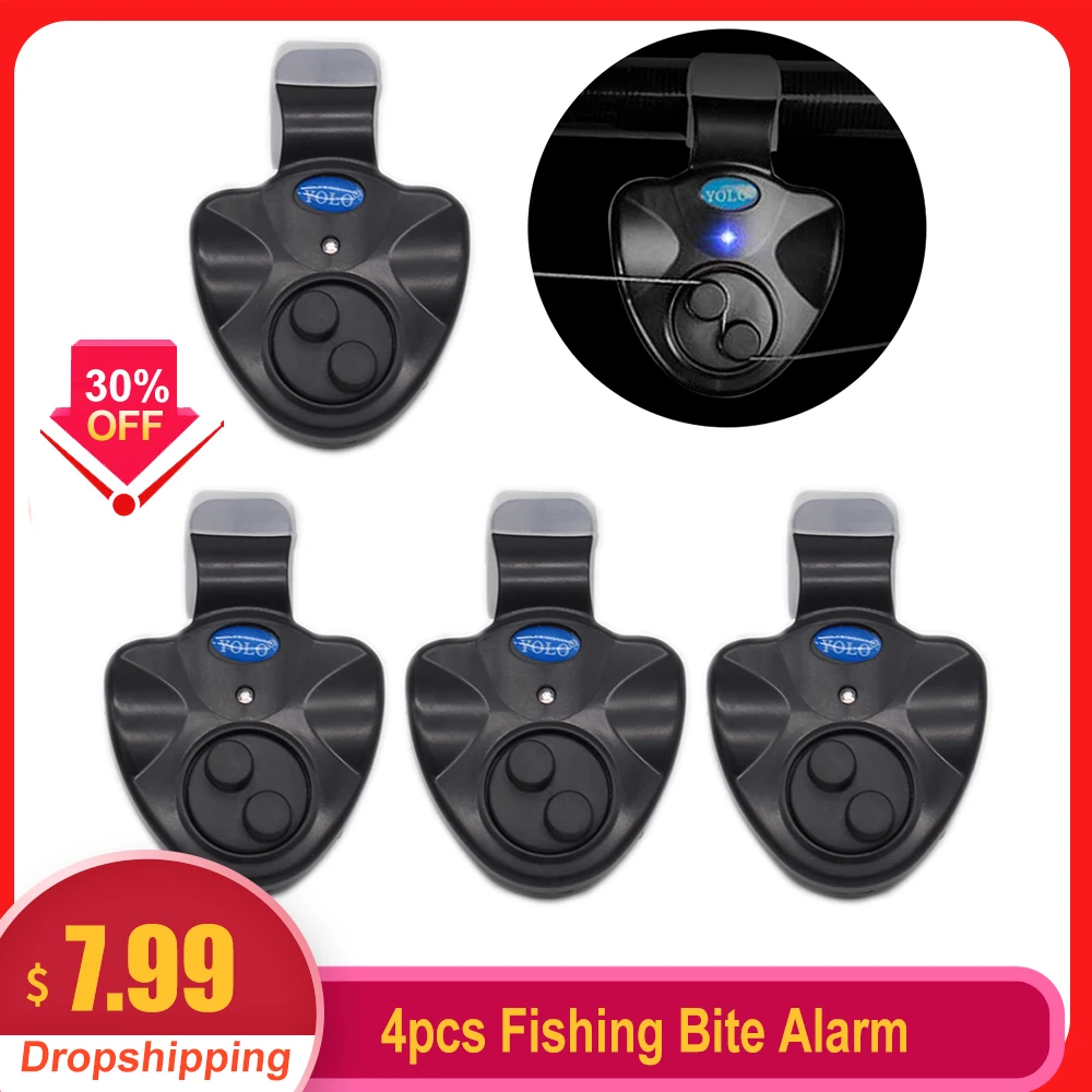 2/4pcs Electronic Fishing Bite Alarm With Sound Led Lights Indicator
