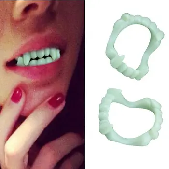 

Vampire Fake Teeth Luminous Glow In The Dark Gag Terrorist Toy For Halloween Party Cosplay Prop Masquerade Funny Makeup