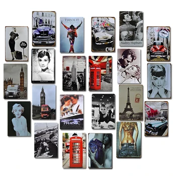 

150 Pcs Old Movie Metal Poster Plaque Wall Art Retro Decor Metal Tin Sign for Bar Pub Club Man Cave Iron Painting Wholesale K2