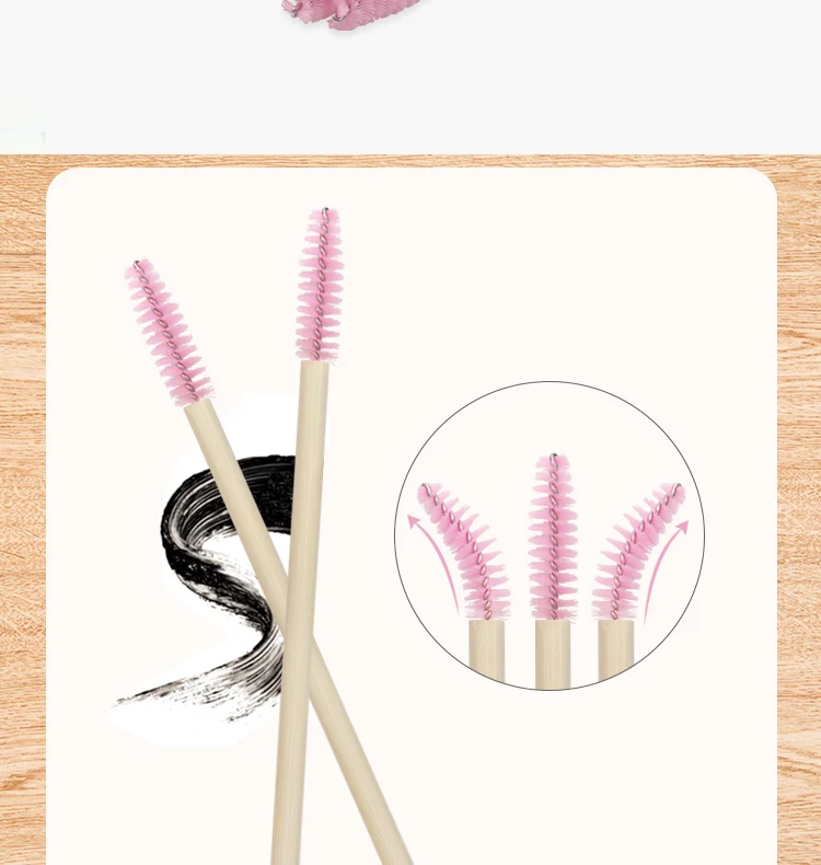 50 stücke Bambus Stange Griff Wimpern Pinsel Wimpern Verlängerung Stirn Pinsel Mascara Wands Applikator Einweg Make-Up Pinsel Schönheit Werkzeuge – Detail 14