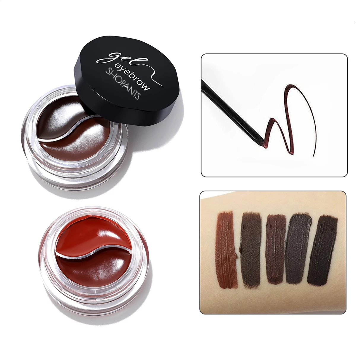 SHOPANTS 3colors Dual-color Eyebrow Pomade Waterproof Makeup Long Lasting Liquid Eyebrow Cream Eye And Black Brush