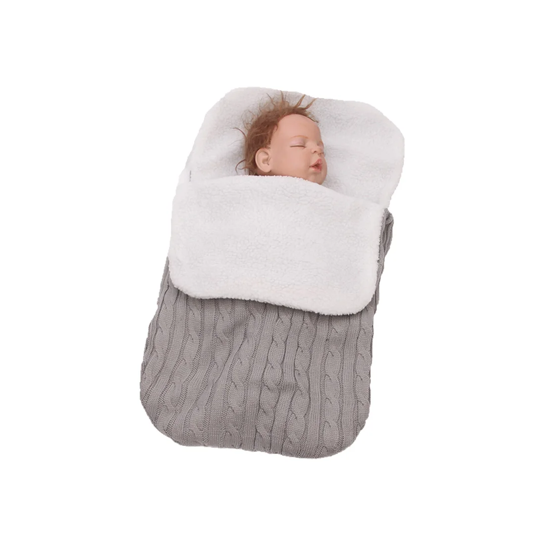 light gray Новая зимняя детская спальная сумка из плотного хлопка, теплые детские постельные принадлежности, коляска для новорожденных, одеяло, Прогулочная ДЕТСКАЯ КОЛЯСКА с конвертом - Цвет: light gray