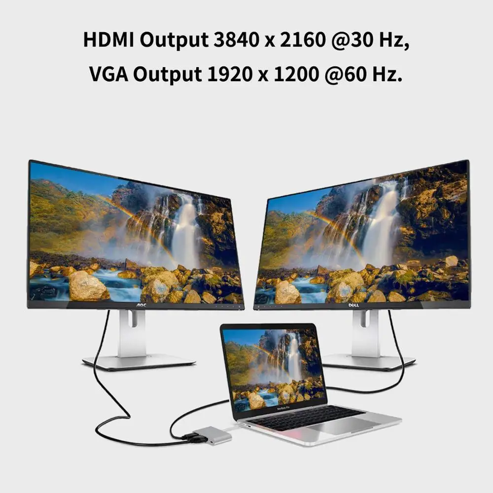 USB-C адаптер 5 в 1 Thunderbolt 3 концентратор USB type C к HDMI VGA 3,5 мм разъем USB адаптер с Тип-C Мощность доставки для MacBook Pro