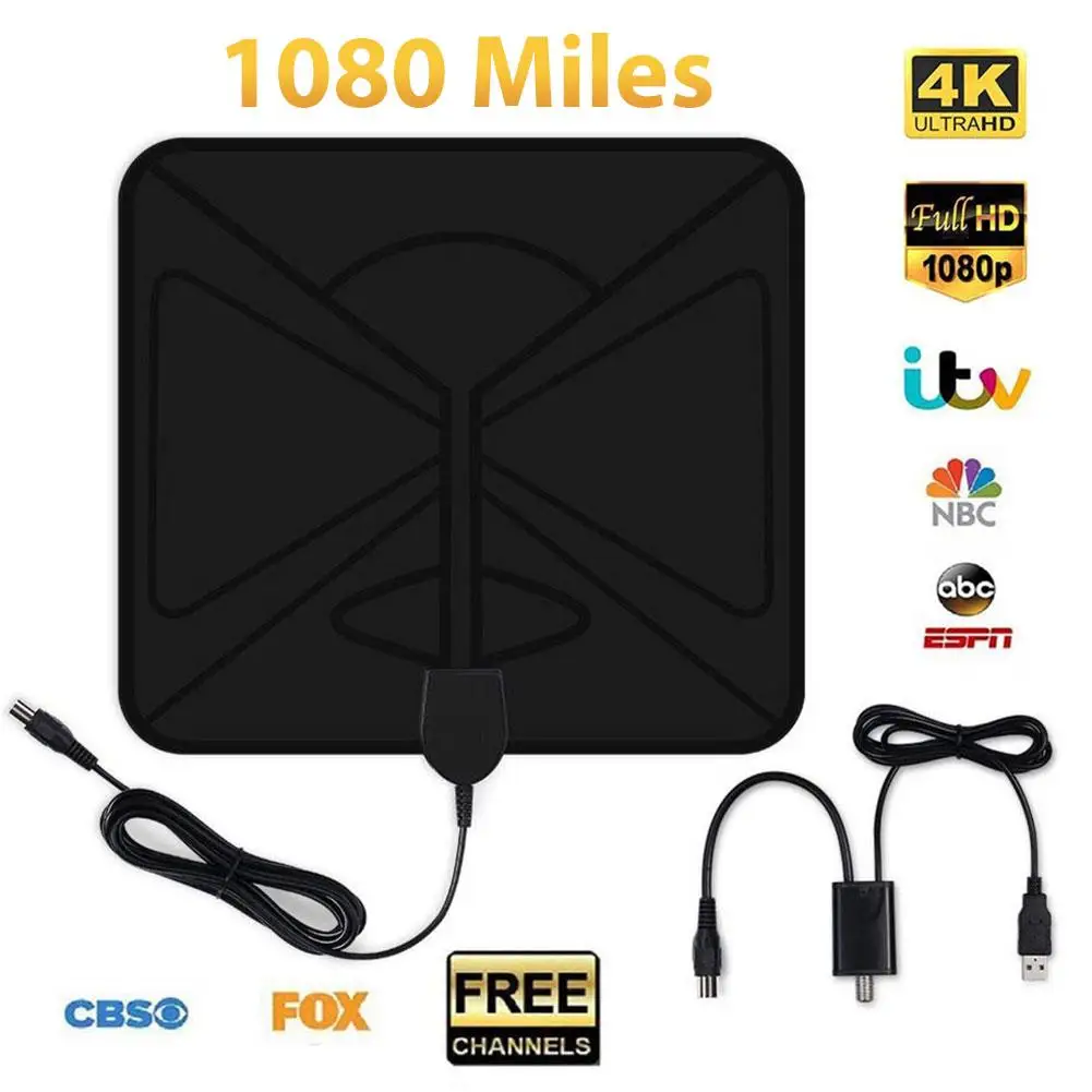 1080 миля 4K 1080P Цифровая ТВ антенна для DVB-T HD Freeview спутниковый ресивер с USB один