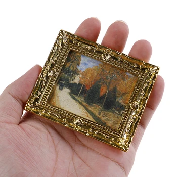 1 Pc Dollhouse Miniature 1:12 Mini Decorative Accessories Antique Frame Oil Painting DIY Doll House Resin Picture Frame 1