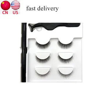 

Three Pairs Lashes 3D Magnetic False Lashes Natural Eyelashes Portable Mink Lashes Eyeliner Liquid Lash Vendors Fake Lashes Set