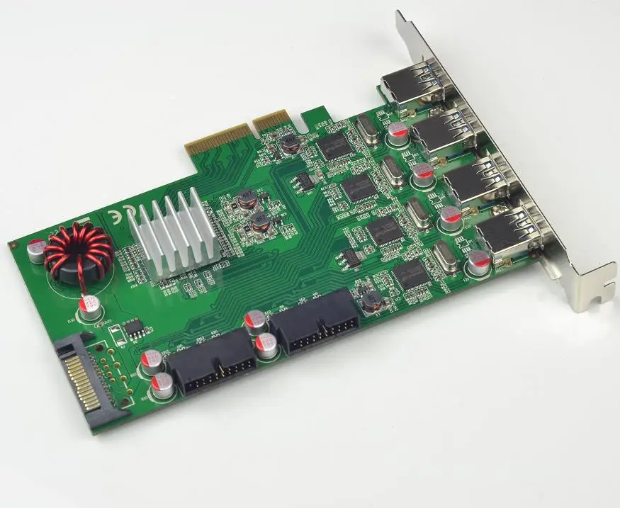 20 Гбит/с PCI-E 2,0X4 8 портов USB3.0 плата расширения 19pin 4 ASMedia ASM1042A чипсет+ P17C9X2G608 чип Pci express промышленная камера