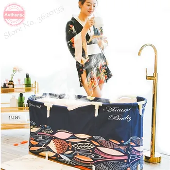 

Bath Sauna Adult Folding Bathtub Bath Barrel Household Large Tub Bath Barrel Thickened Adult Bath Tub Full Body Hot Tub Banheira