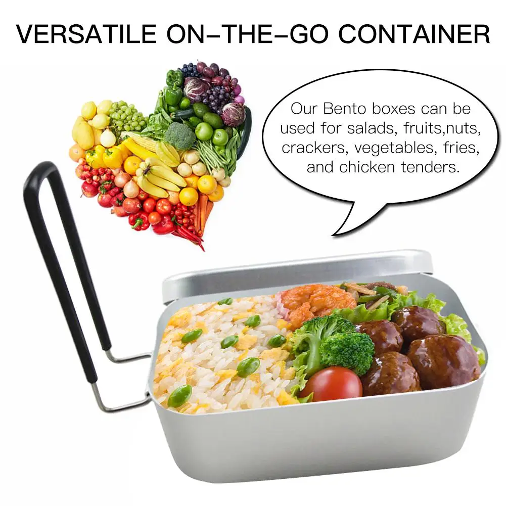 cheap Ultra light Aluminum Lunch Box With Handle Travel Portable Lightweight Thick Japanese Aluminum Case Lunch Box Kitchen Supplies