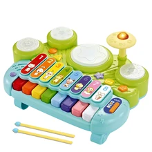3-в-1 музыкальный инструмент игрушка, электронное пианино клавиатура ксилофон барабанная установка, с палочками, музыкальные игрушки, игрушки для 1 2 3 лет