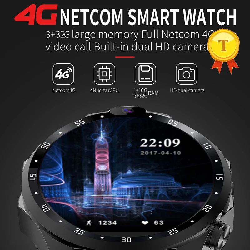 2019 новые умные часы 4G Android 7 1 6 дюйма IPS большой экран ip67 водонепроницаемый камера 5