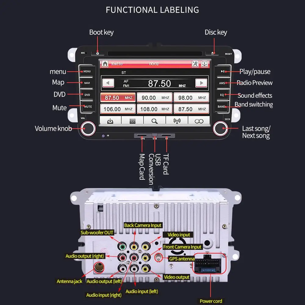 Perfect Adeeing 7Inches 2DIN Car Radio Capacitive Display GPS Car Bluetooth DVD Player MP3 Navigation Integrated Host Camera Optional 31