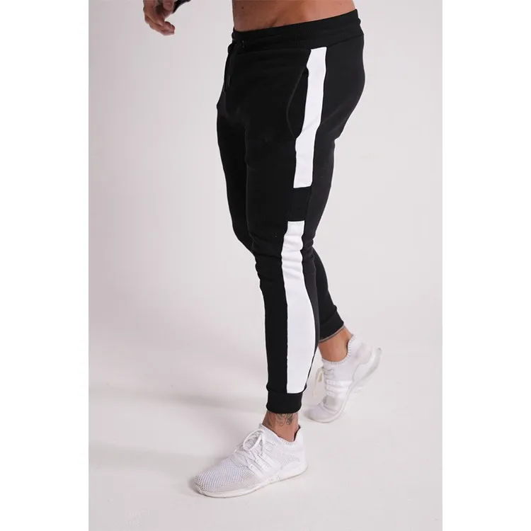 

2019 Spring-Summer New Style Fitness Striped Solid Color Men's Pants Muscle Sports Cotton Casual Pants