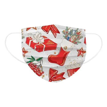 

10/50pcs Adult's Disposable Mask Santa Claus Printed Face Mouth Mask 3 Ply Filter Earloops Elastic Breathable Mouth Face Mask