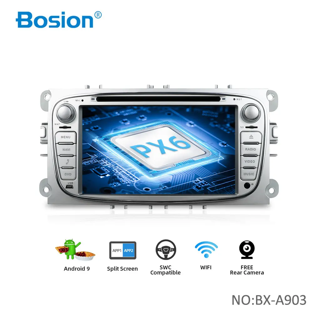 Bosion 2 din Android 9.0 Car DVD Multimedia Player for Ford/Focus Mondeo S-MAX C-MAX Galaxy 4G 64G