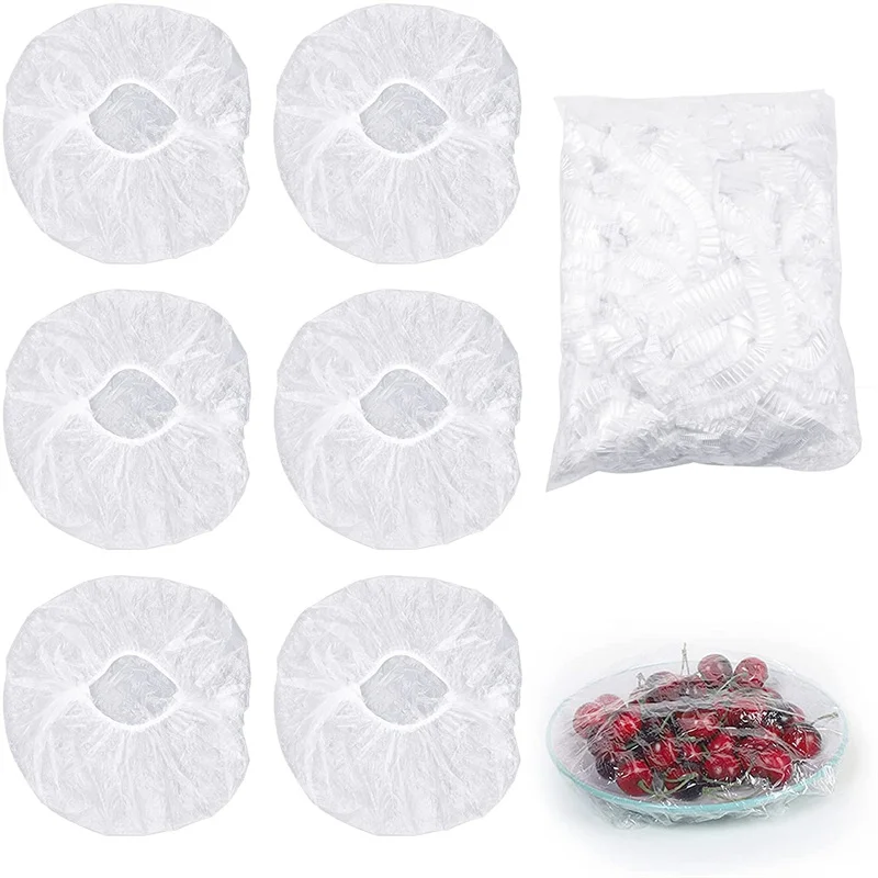 

100 Pcs Disposable Transparent Elastic Plastic fresh-keeping Food bags For Outdoor Food Dish Plate Wrap Family Picnic Saver Bag