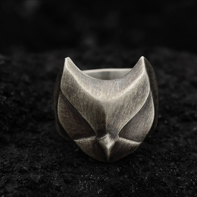 buy Original design by hand 925 sterling silver personality night owl ring ring king men and women