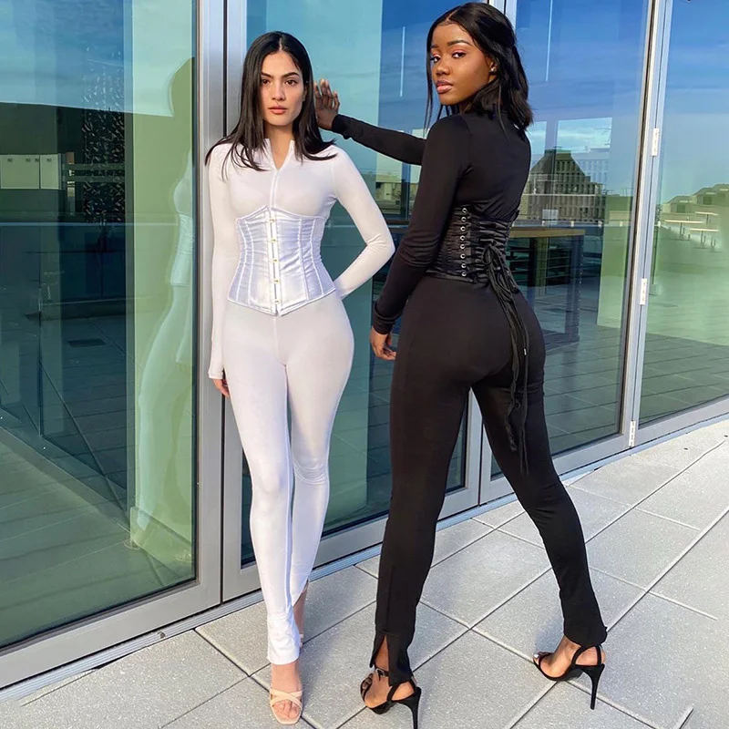 Instunning Sexy Workout Rompers Womens Jumpsuit Long Sleeve Streetwear Bodycon Fashion Jumpsuits Autumn 2020 Skinny Solid Zipper