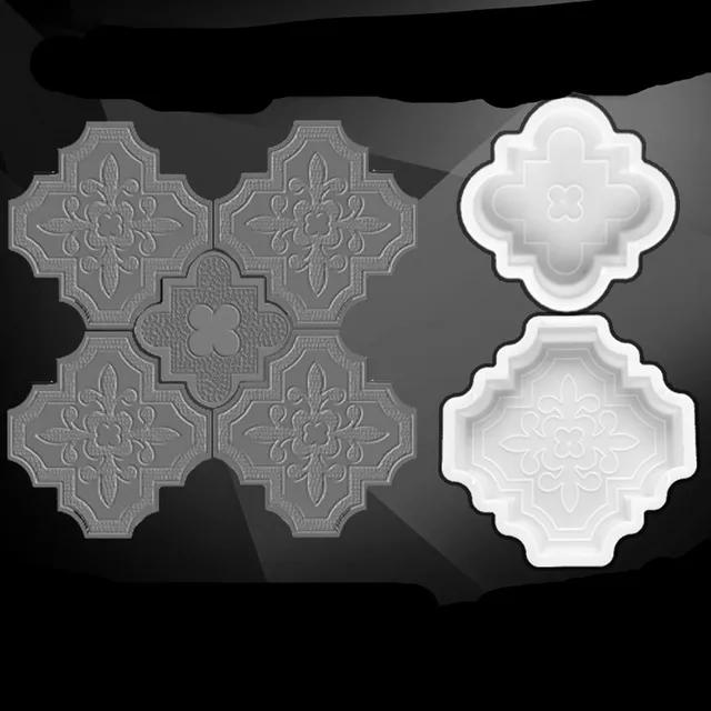 Egy Két Készlet Műanyag Beton Út Útját Készíti A Burkolat Penész Diy 3D Virágmintás Tégla Burkolatformák - Image 2