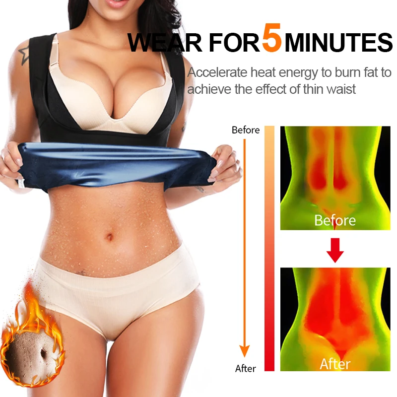 VIP LINK Sauna Sweat Vest Women Polymer Waist Trainer Slimming Underwear Weight Loss Shapewear Tummy Slimming Sheath