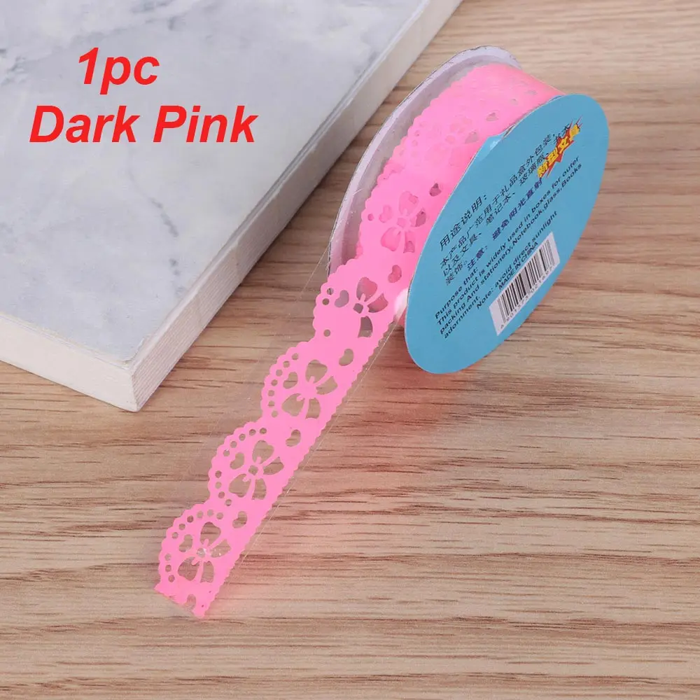 dark pink Модный Цветок маскирующая лента липкая бумажная лента альбом декоративный рулон кружева Скрапбукинг наклейка самоклеящаяся Сделай Сам Рукоделие липкая - Цвет: dark pink