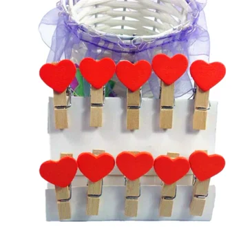 

10pcs/Lot Lovely Orange color Heart Wooden Clothes Photo Paper Peg Pin Clothespin Craft Clips Home Wedding Decoration Gift