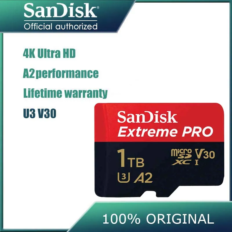 Карты памяти SanDisk Extreme Pro Micro SD карта 32 ГБ 64 128 256 1 ТБ UHS I C10 U3 V30 A2 A1 TF флеш для Камера