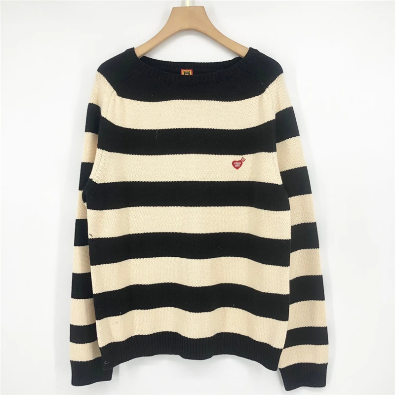 Striped Human Made Sweater Men Women 1:1 High Quality Fashion Knit Sweatshirts Human Made Crewneck
