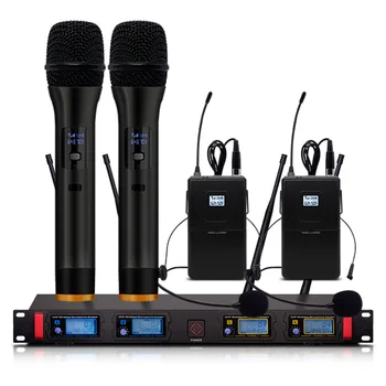 

4-channel wireless microphone dynamic display system UHF karaoke system wireless 2 handheld 2 headset wireless microphone