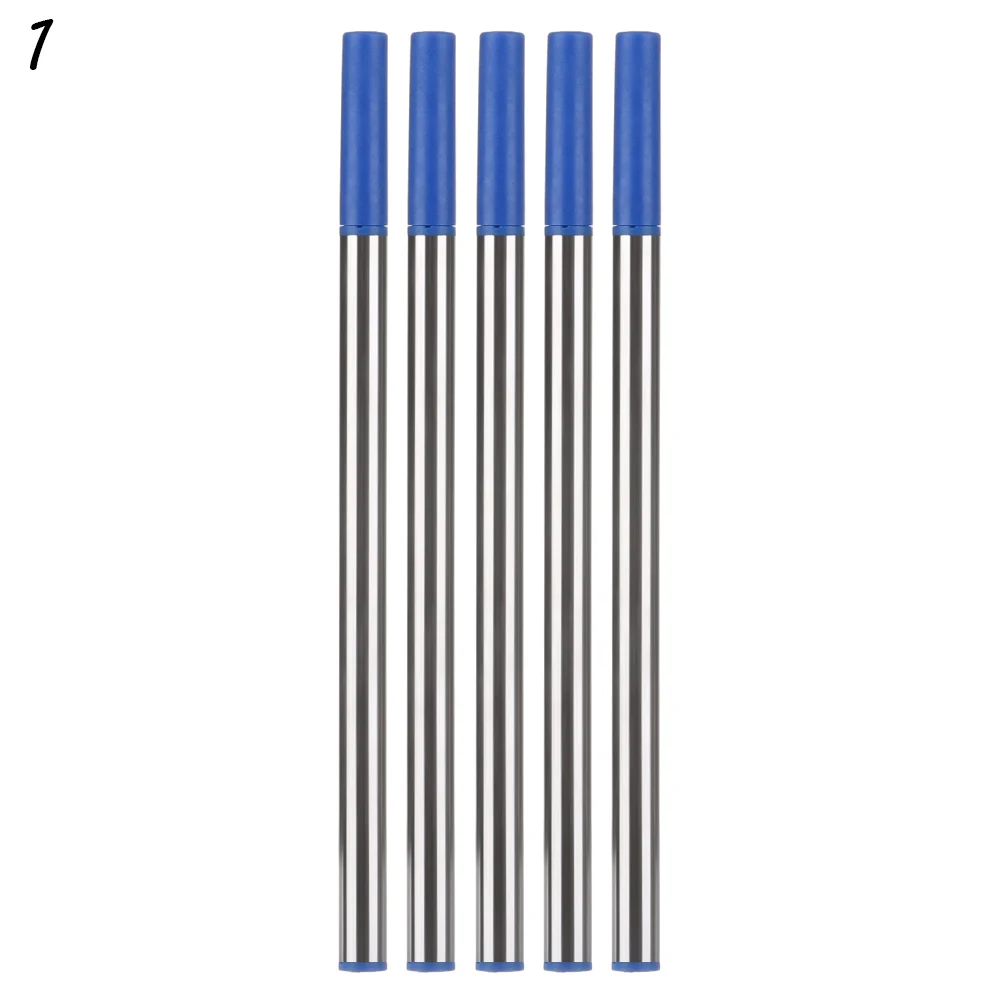 5 шт./лот, металлический стержень для ручки с кристаллами и бриллиантами, гелевая ручка, Студенческая ручка, стержень, синие/черные чернила, длина 11,2 см, Горячие черные, голубые чернила, канцелярские принадлежности - Цвет: blue